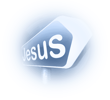 pointing sign that says Jesus on it